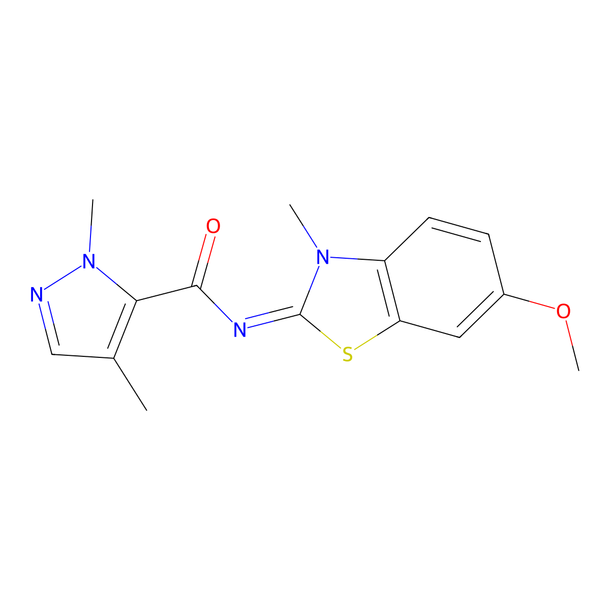 (E)-N-(6-methoxy-3-methylbenzo[d]thiazol-2(3H)-ylidene)-1,4-dimethyl-1H-pyrazole-5-carboxamide molecular structure, CAS 1207061-62-8
