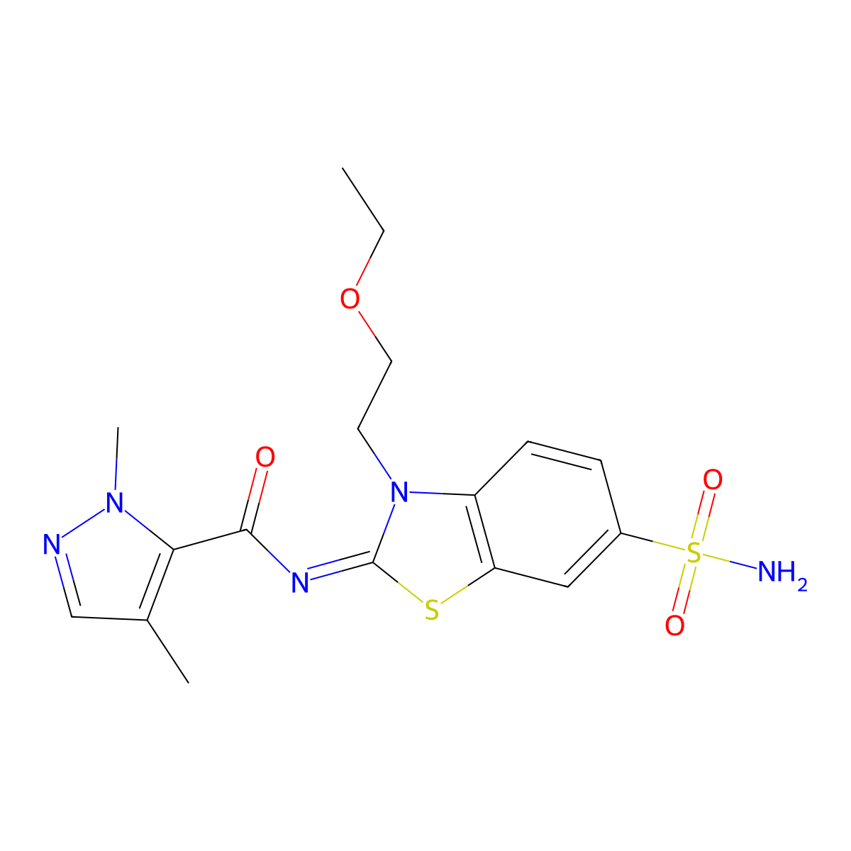 (E)-N-(3-(2-ethoxyethyl)-6-sulfamoylbenzo[d]thiazol-2(3H)-ylidene)-1,4-dimethyl-1H-pyrazole-5-carboxamide molecular structure, CAS 1207062-11-0