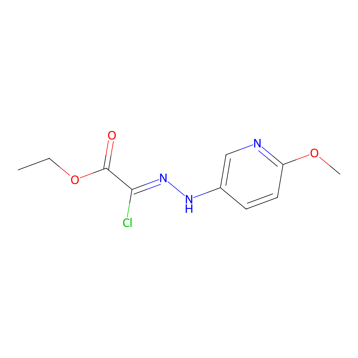 Ethyl chloro[2-(6-methoxypyridin-3-yl)hydrazinylidene]acetate molecular structure, CAS 1207062-36-9