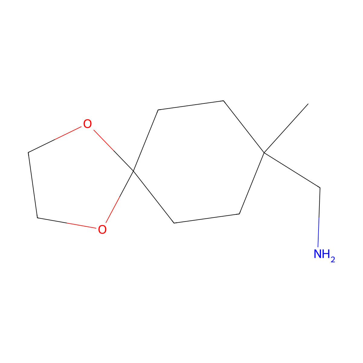 (8-Methyl-1,4-dioxaspiro(4.5)decan-8-yl)methanamine molecular structure, CAS 1207111-64-5