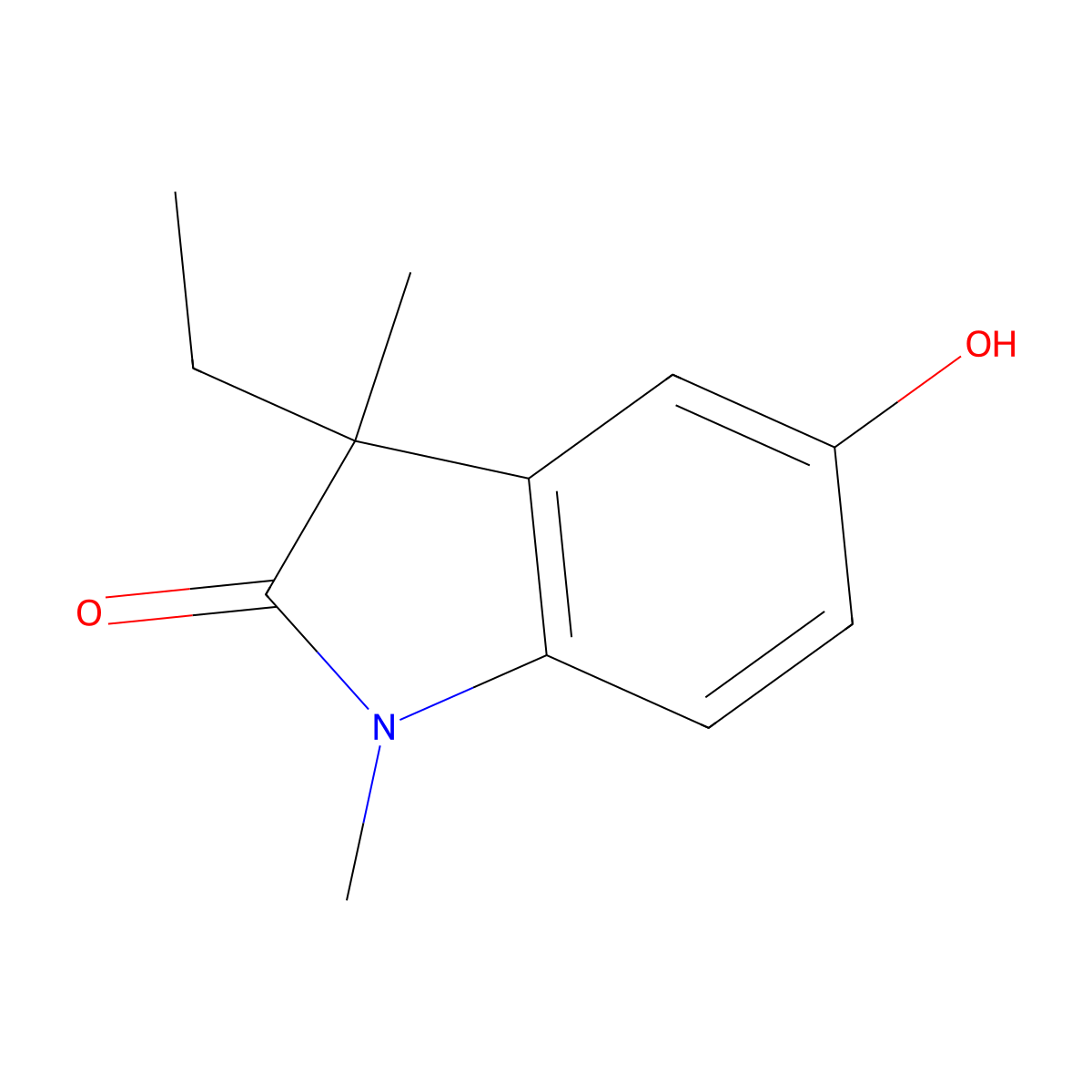 3-Ethyl-5-hydroxy-1,3-dimethyl-2,3-dihydro-1H-indol-2-one molecular structure, CAS 120713-59-9