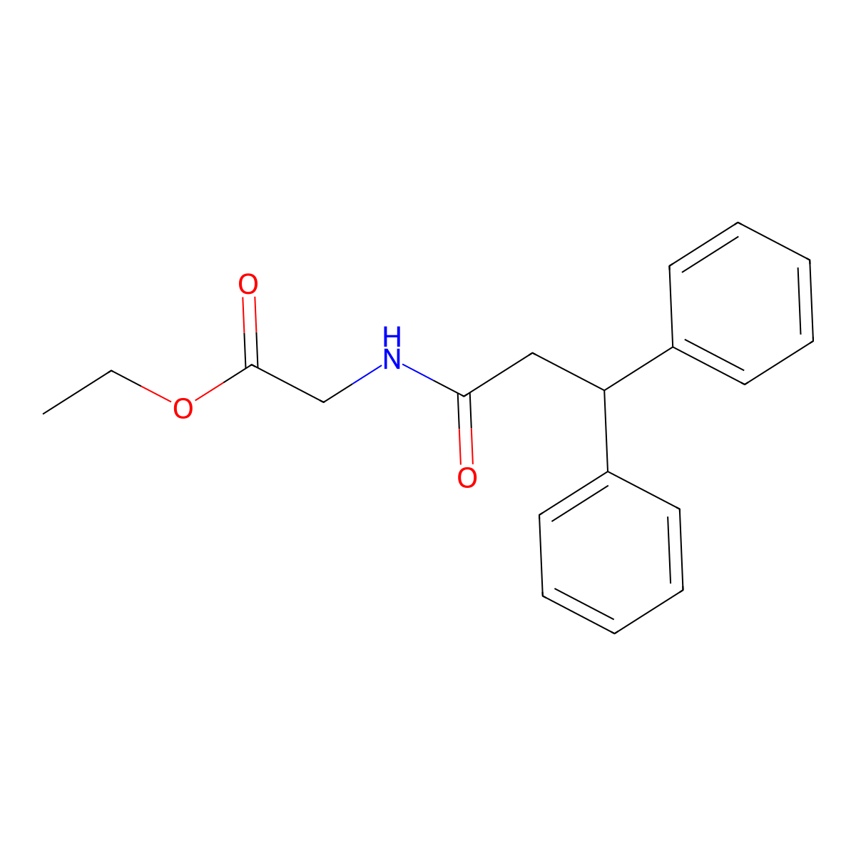 Ethyl 2-(3,3-diphenylpropanoylamino)acetate molecular structure, CAS 120714-01-4