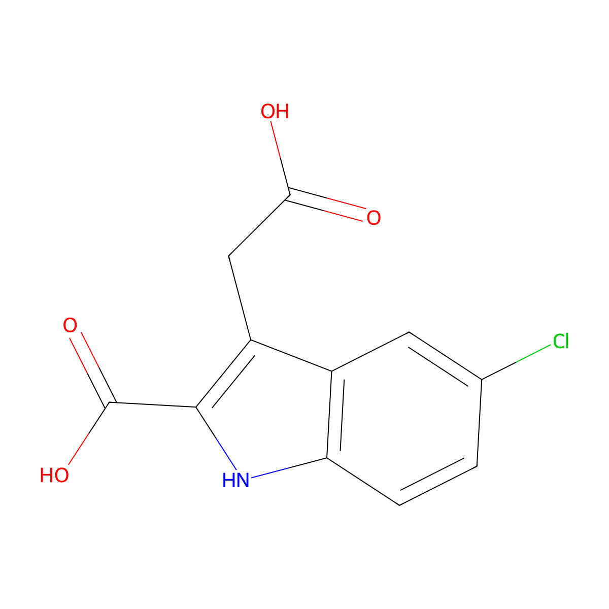 3-(carboxymethyl)-5-chloro-1H-indole-2-carboxylic acid molecular structure, CAS 120716-95-2