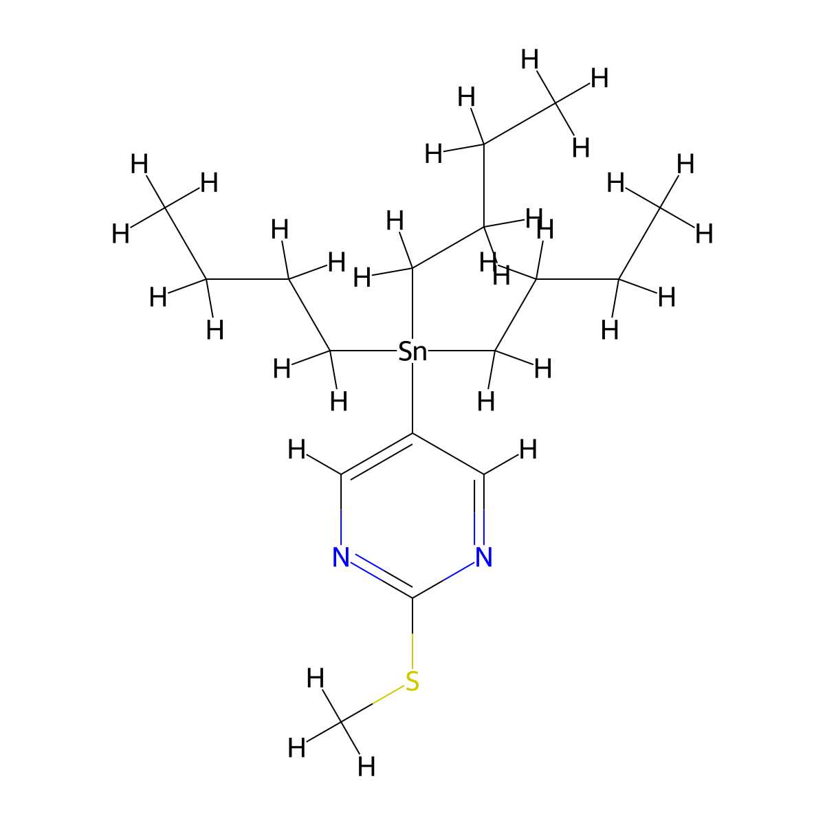 2-(Methylthio)-5-(tributylstannyl)pyrimidine molecular structure, CAS 120717-37-5