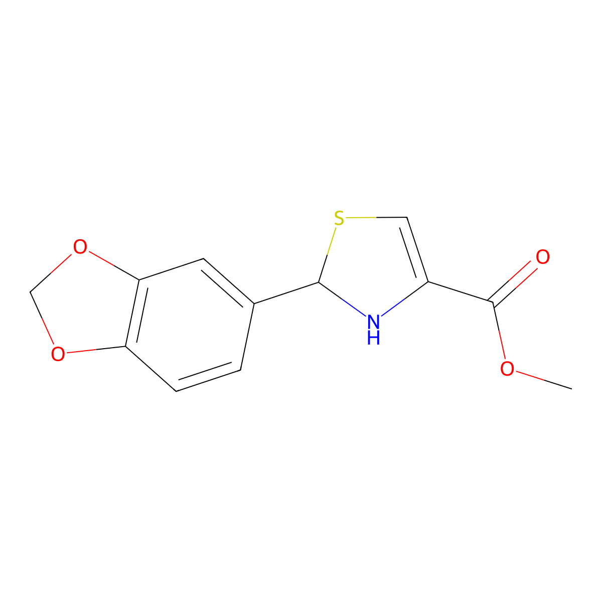 Methyl 2-(benzo[d][1,3]dioxol-5-yl)-2,3-dihydrothiazole-4-carboxylate molecular structure, CAS 1207175-02-7