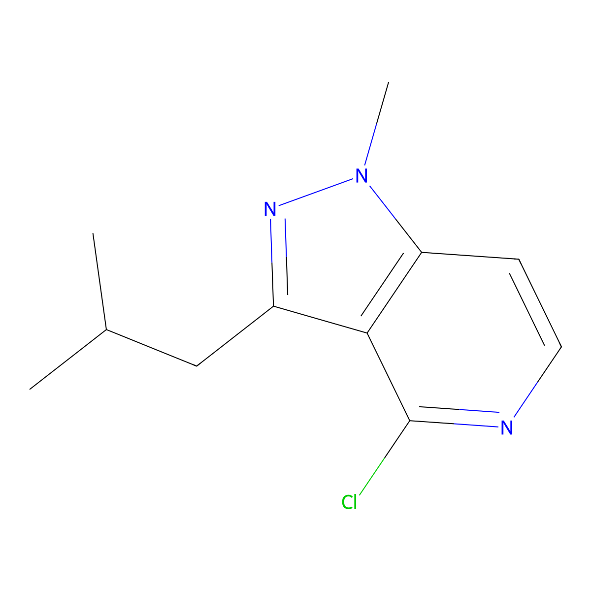 4-chloro-3-isobutyl-1-methyl-1H-pyrazolo[4,3-c]pyridine molecular structure, CAS 1207175-16-3