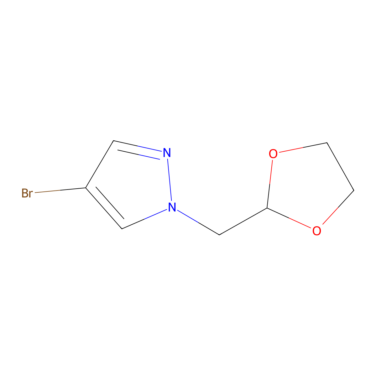 4-Bromo-1-(1,3-dioxolan-2-ylmethyl)pyrazole molecular structure, CAS 1207175-26-5