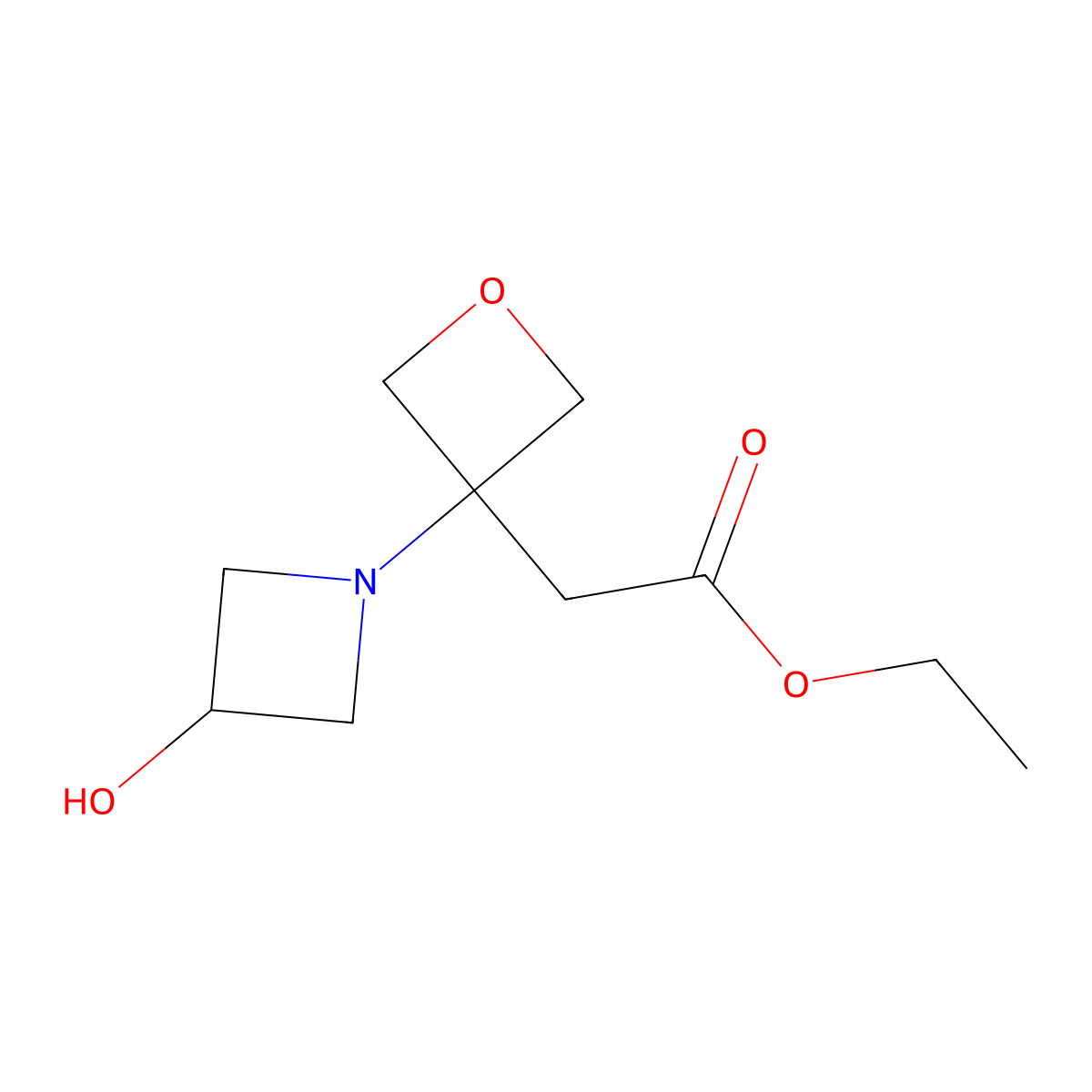 Ethyl 2-(3-(3-hydroxyazetidin-1-yl)oxetan-3-yl)acetate molecular structure, CAS 1207175-27-6
