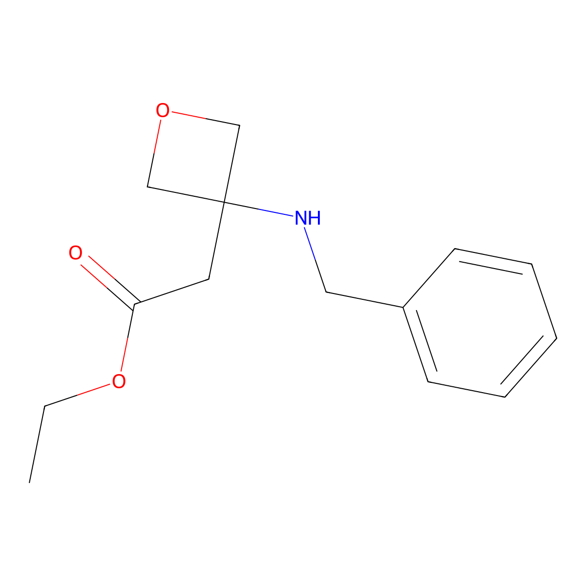 Ethyl 2-(3-(benzylamino)oxetan-3-YL)acetate molecular structure, CAS 1207175-55-0
