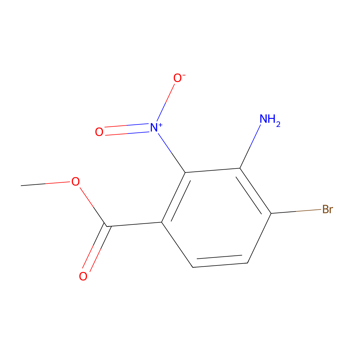 Methyl 3-amino-4-bromo-2-nitrobenzoate molecular structure, CAS 1207175-60-7