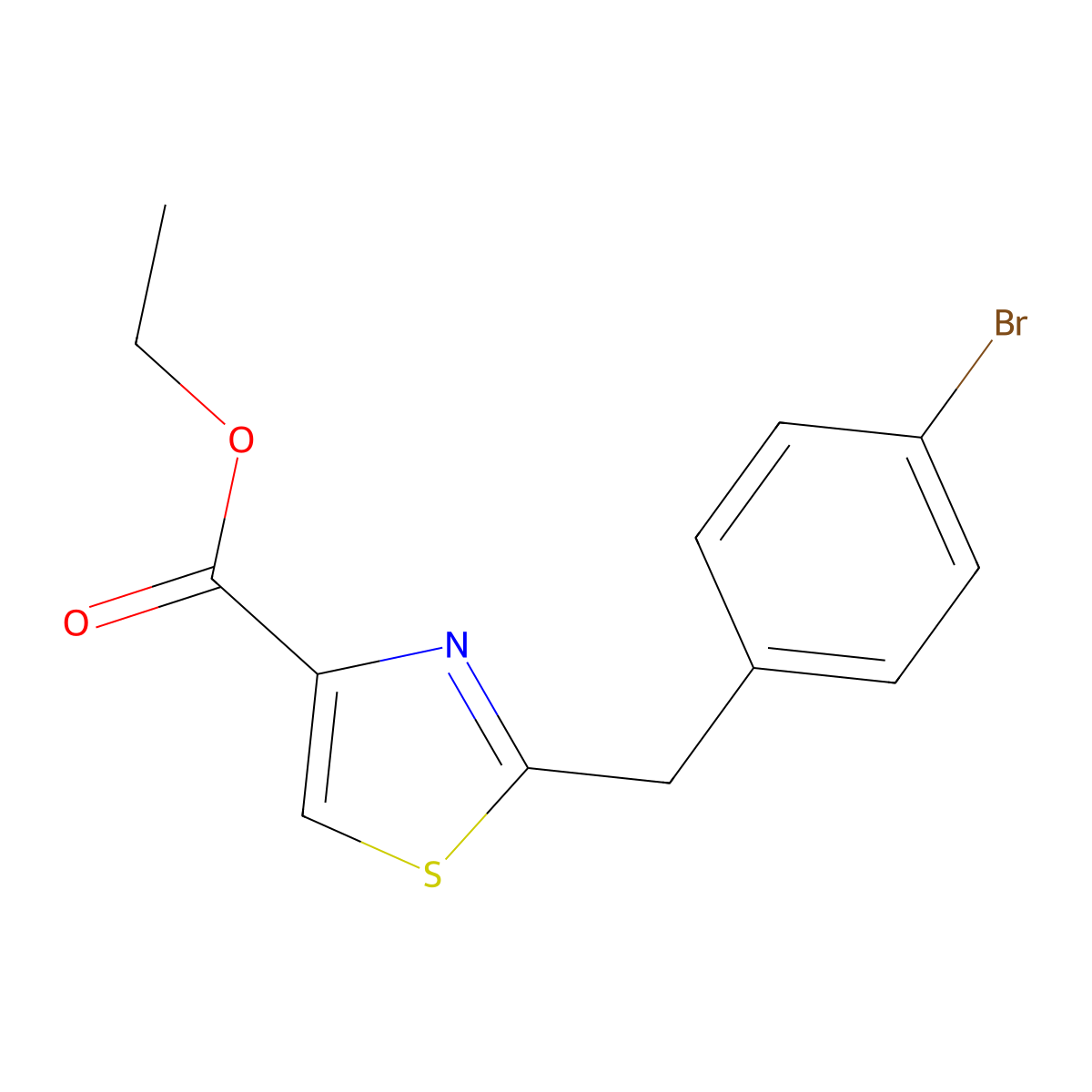 Ethyl 2-(4-bromobenzyl)-1,3-thiazole-4-carboxylate molecular structure, CAS 1207175-67-4