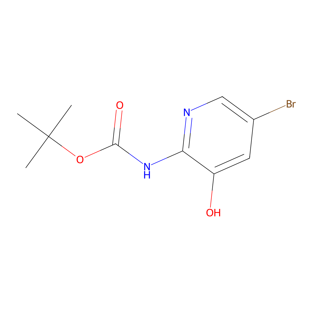 tert-Butyl (5-bromo-3-hydroxypyridin-2-yl)carbamate molecular structure, CAS 1207175-73-2
