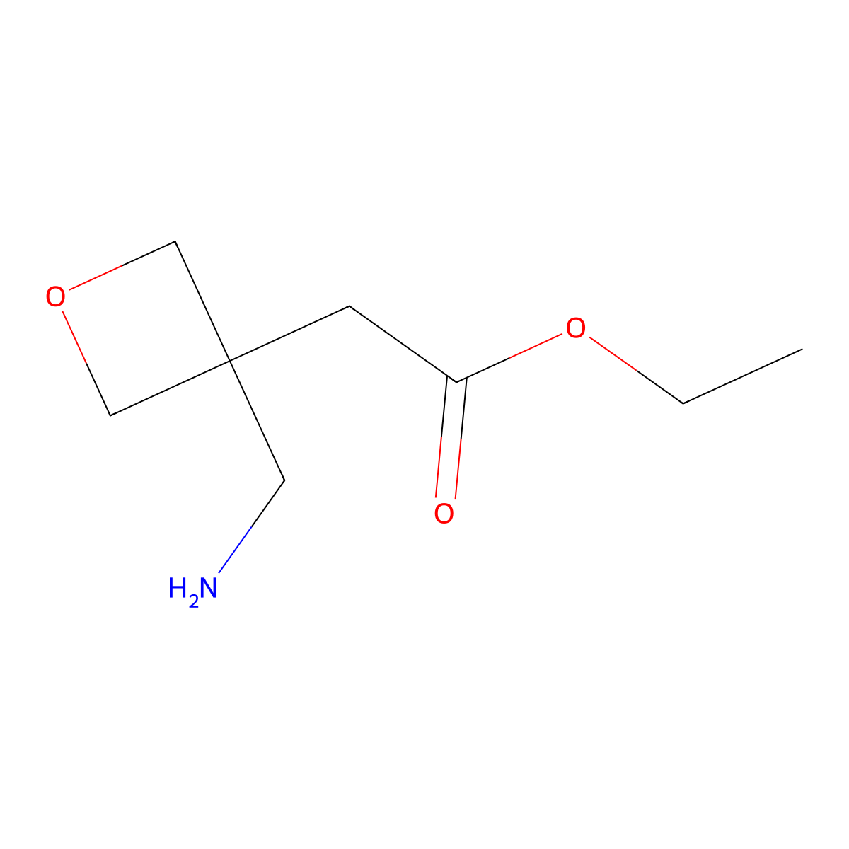 Ethyl 2-(3-(aminomethyl)oxetan-3-yl)acetate hydrochloride molecular structure, CAS 1207175-75-4