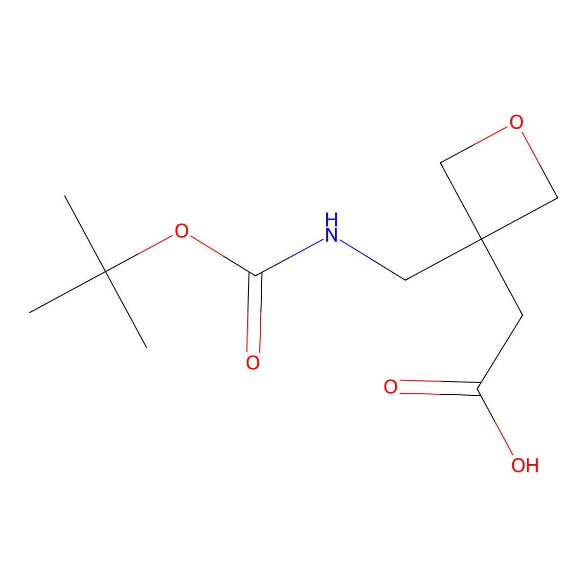 2-(3-(((tert-Butoxycarbonyl)amino)methyl)oxetan-3-yl)acetic acid molecular structure, CAS 1207175-98-1