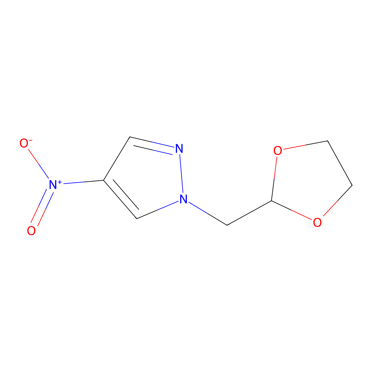 1-[(1,3-dioxolan-2-yl)methyl]-4-nitro-1H-pyrazole molecular structure, CAS 1207176-03-1