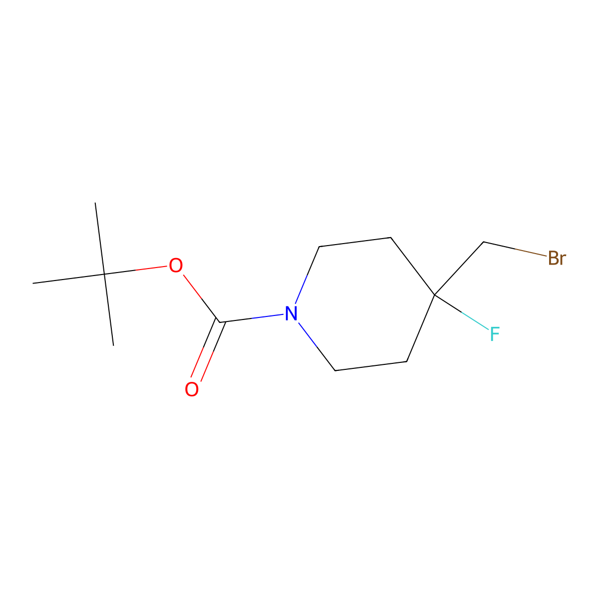 tert-Butyl 4-(Bromomethyl)-4-fluoropiperidine-1-carboxylate molecular structure, CAS 1207176-24-6