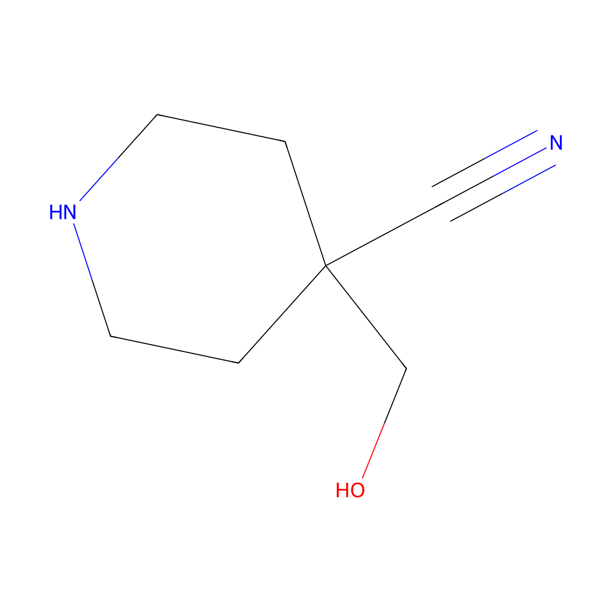 4-(Hydroxymethyl)piperidine-4-carbonitrile molecular structure, CAS 1207177-75-0