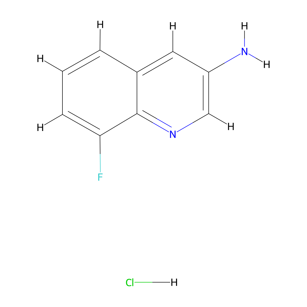 8-Fluoroquinolin-3-amine hydrochloride molecular structure, CAS 1207187-32-3