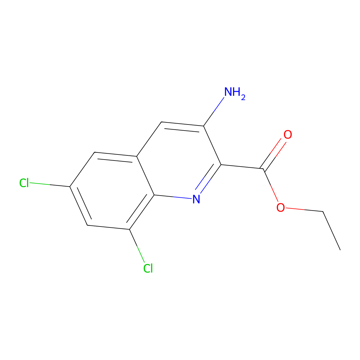 Ethyl 3-amino-6,8-dichloro-2-quinolinecarboxylate molecular structure, CAS 1207187-41-4