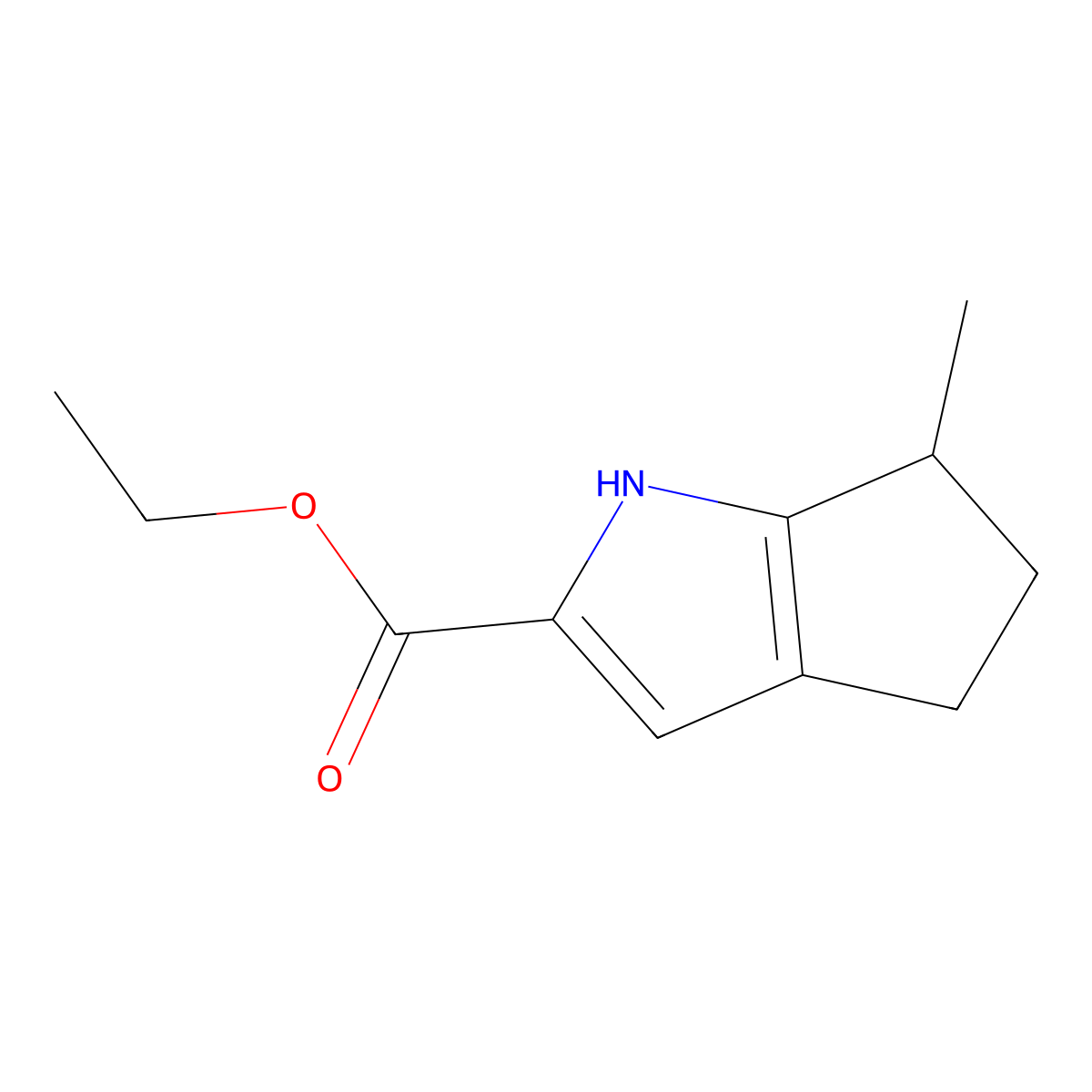 Ethyl 6-methyl-1,4,5,6-tetrahydrocyclopenta[b]pyrrole-2-carboxylate molecular structure, CAS 1207198-75-1