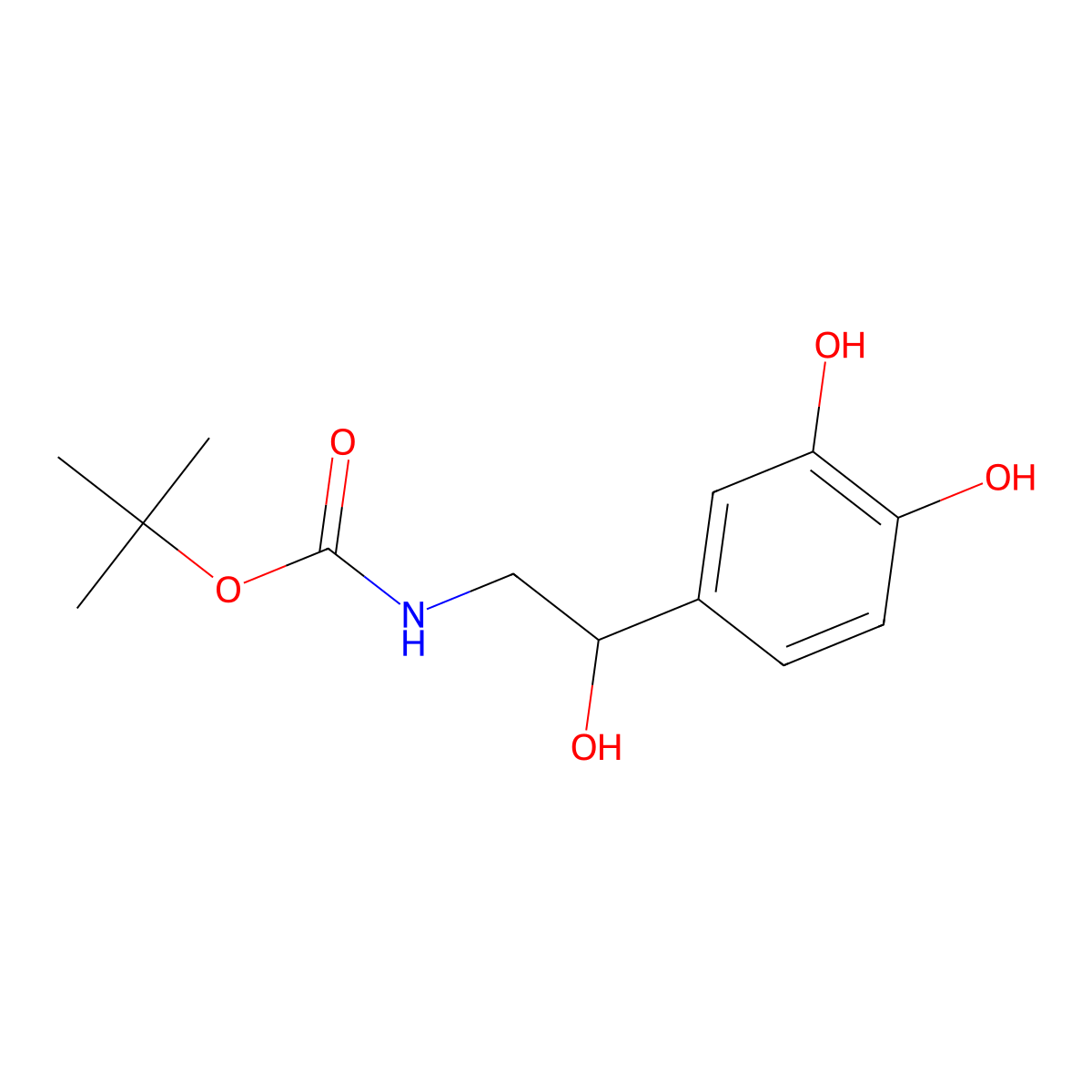 tert-butyl N-[2-(3,4-dihydroxyphenyl)-2-hydroxyethyl]carbamate molecular structure, CAS 1207201-66-8