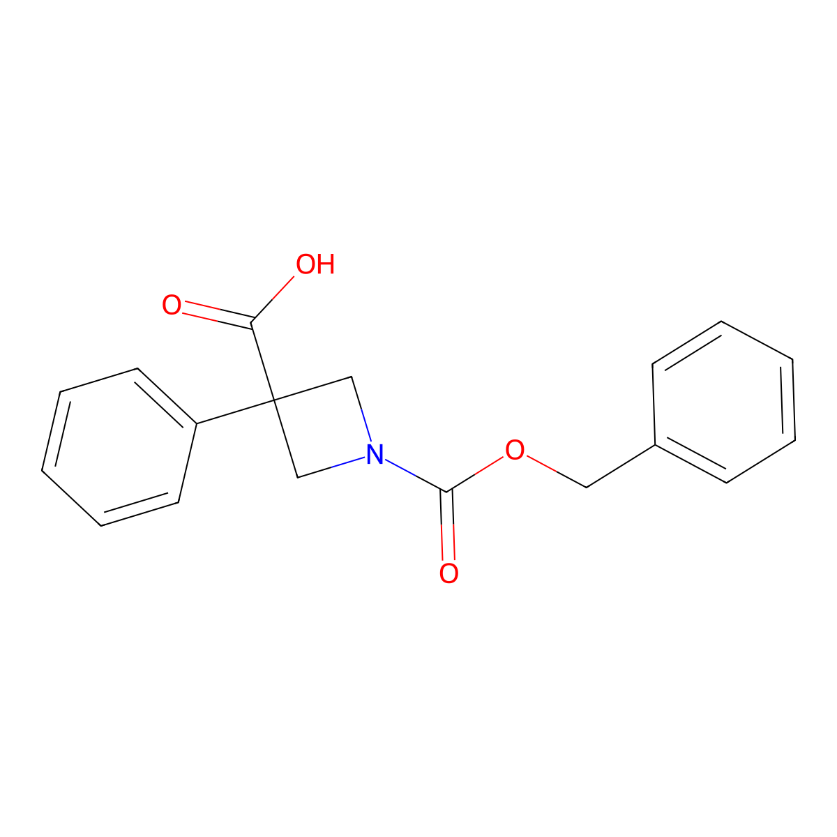 1-[(Benzyloxy)carbonyl]-3-phenylazetidine-3-carboxylic acid molecular structure, CAS 1207203-37-9