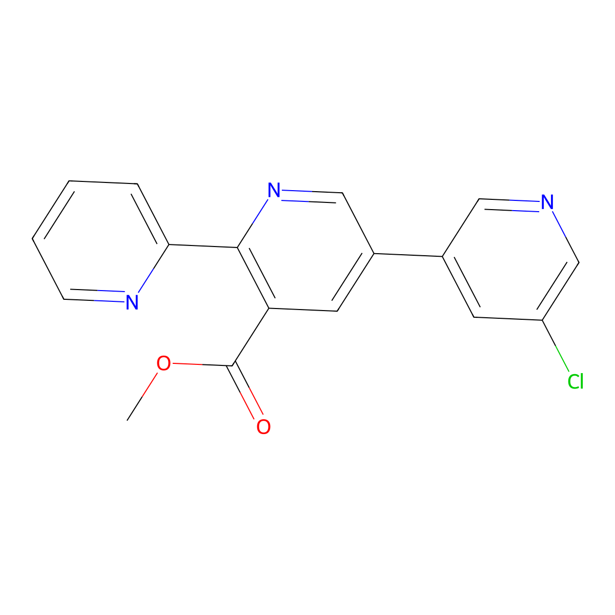 Methyl 5''-chloro-[2,2':5',3''-terpyridine]-3'-carboxylate molecular structure, CAS 1207253-06-2