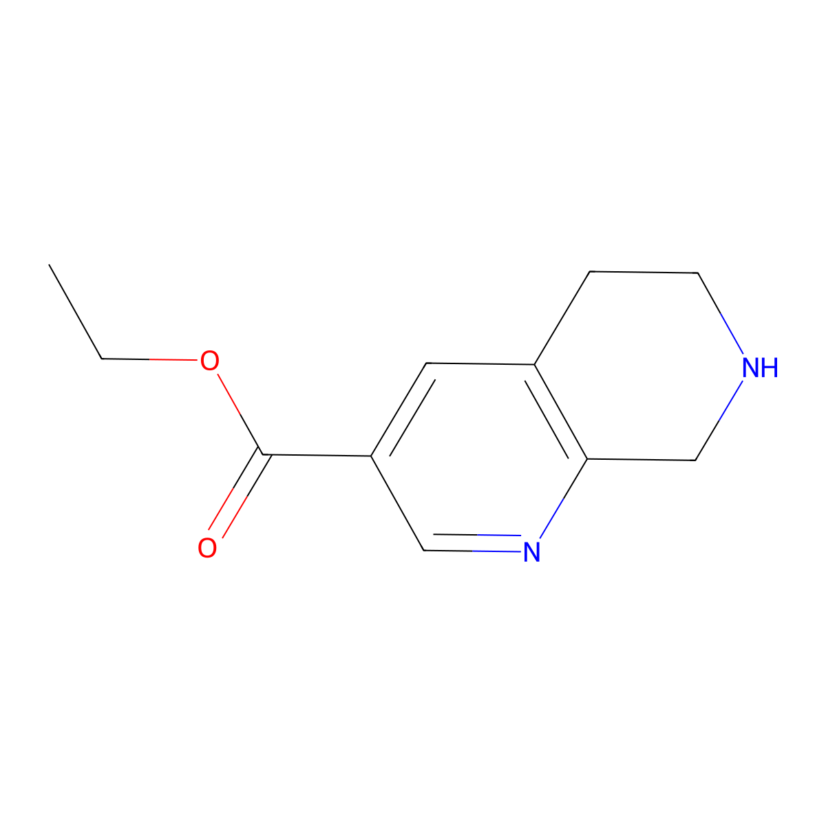 Ethyl 5,6,7,8-tetrahydro-1,7-naphthyridine-3-carboxylate molecular structure, CAS 1207253-96-0