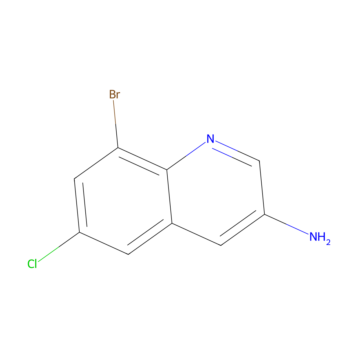 8-Bromo-6-chloroquinolin-3-amine molecular structure, CAS 1207254-10-1