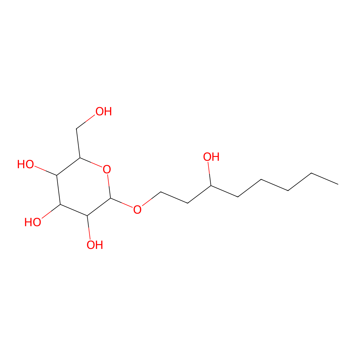 (3R)-3-Hydroxyoctyl beta-D-glucopyranoside molecular structure, CAS 120727-21-1