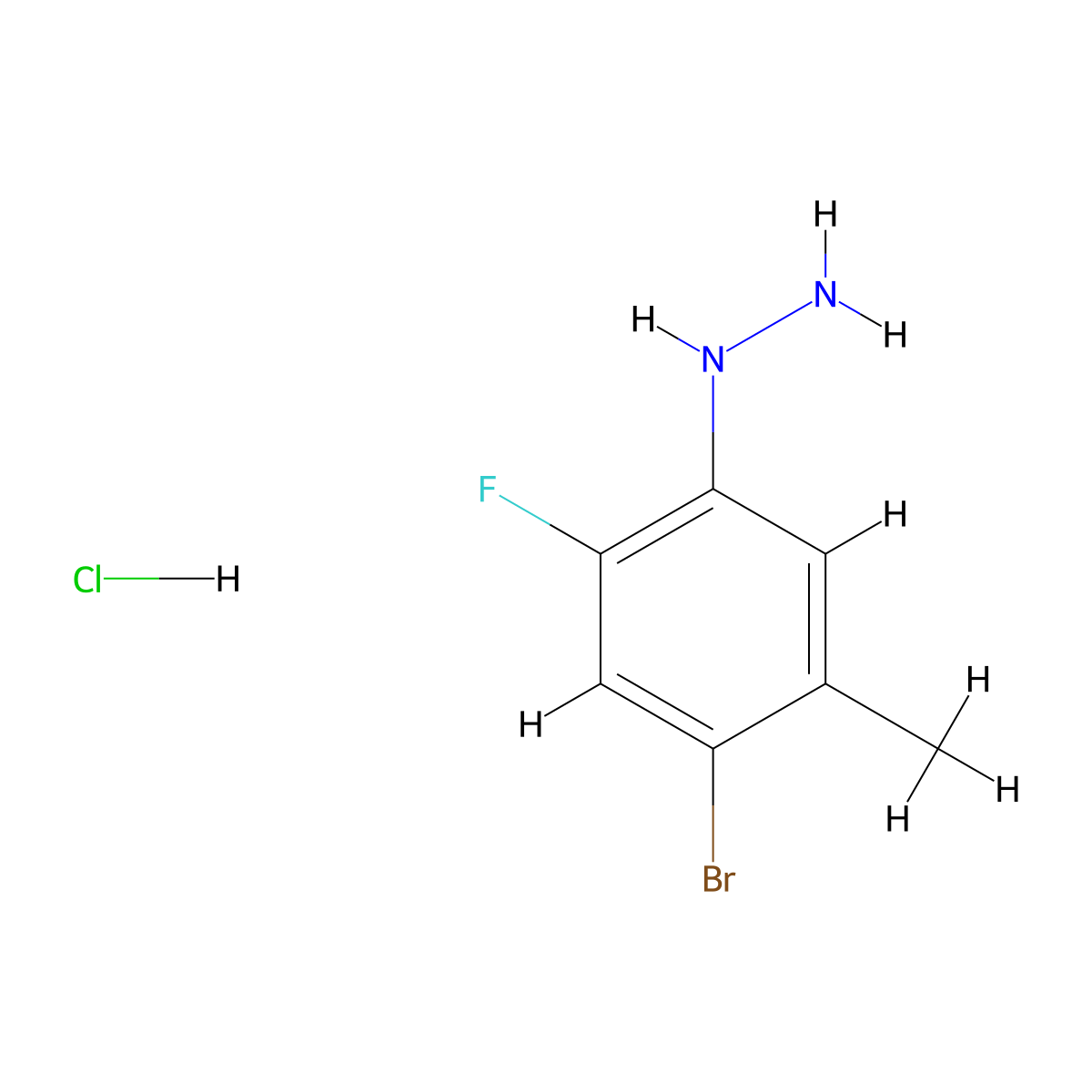 (4-Bromo-2-fluoro-5-methylphenyl)hydrazine hydrochloride molecular structure, CAS 1207271-54-2