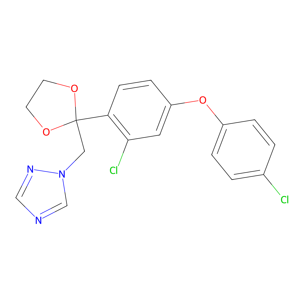 1-({2-[2-chloro-4-(4-chlorophenoxy)phenyl]-1,3-dioxolan-2-yl}methyl)-1H-1,2,4-triazole molecular structure, CAS 1207272-71-6