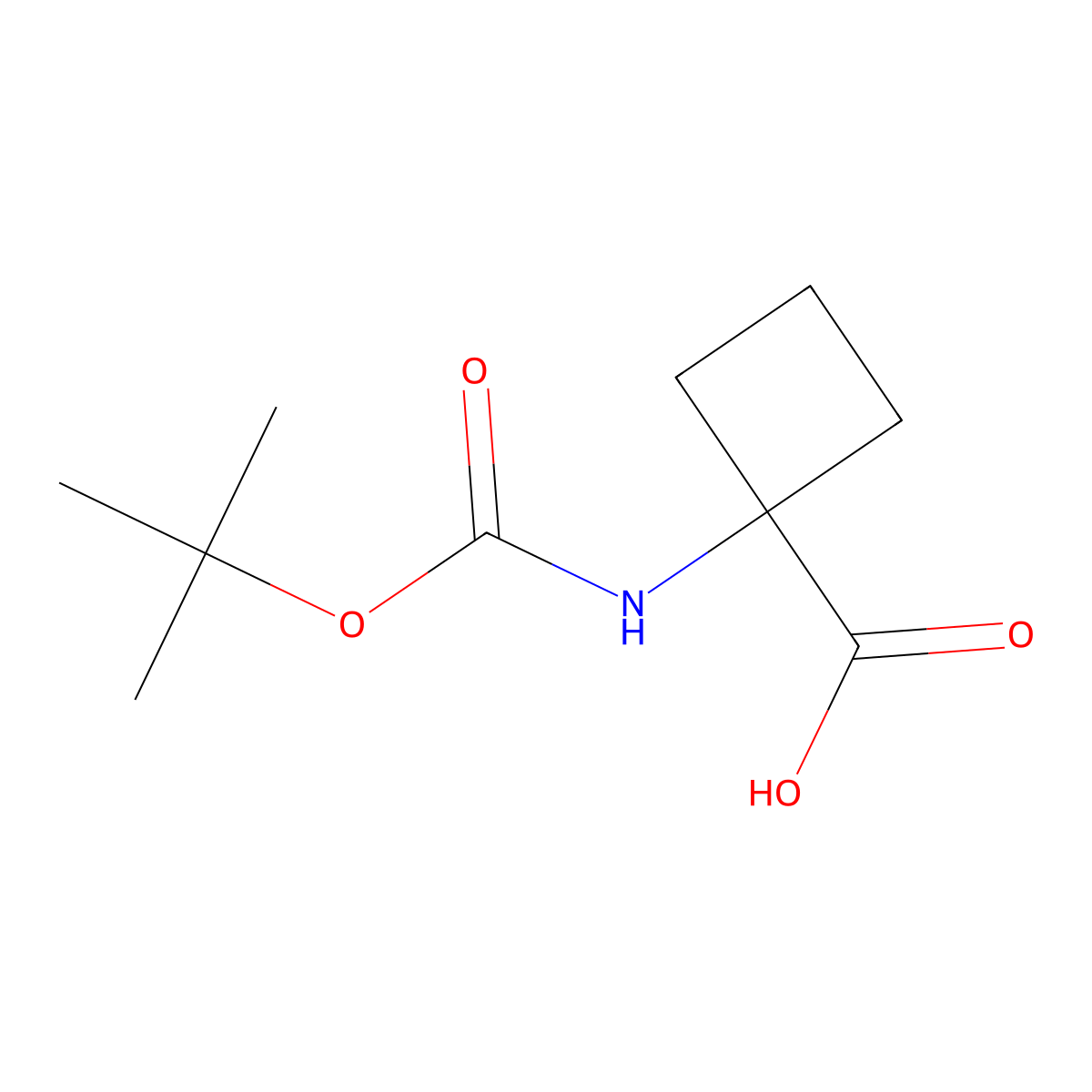 Cyclobutanecarboxylic acid, 1-(((1,1-dimethylethoxy)carbonyl)amino)- molecular structure, CAS 120728-10-1