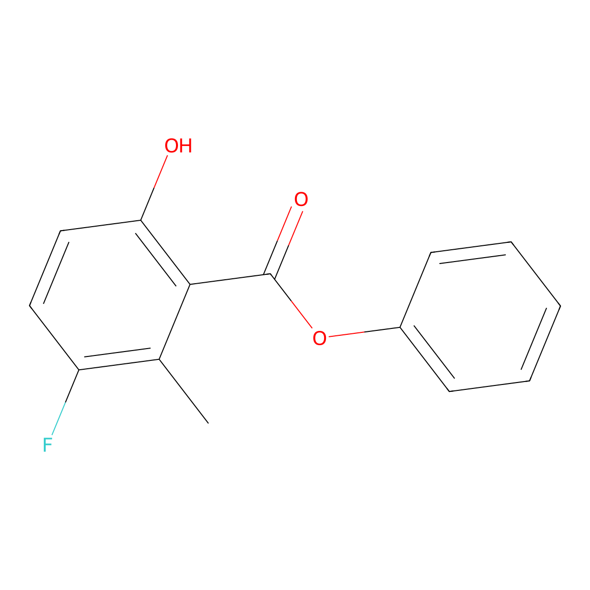 Phenyl 3-fluoro-6-hydroxy-2-methylbenzoate molecular structure, CAS 1207283-55-3