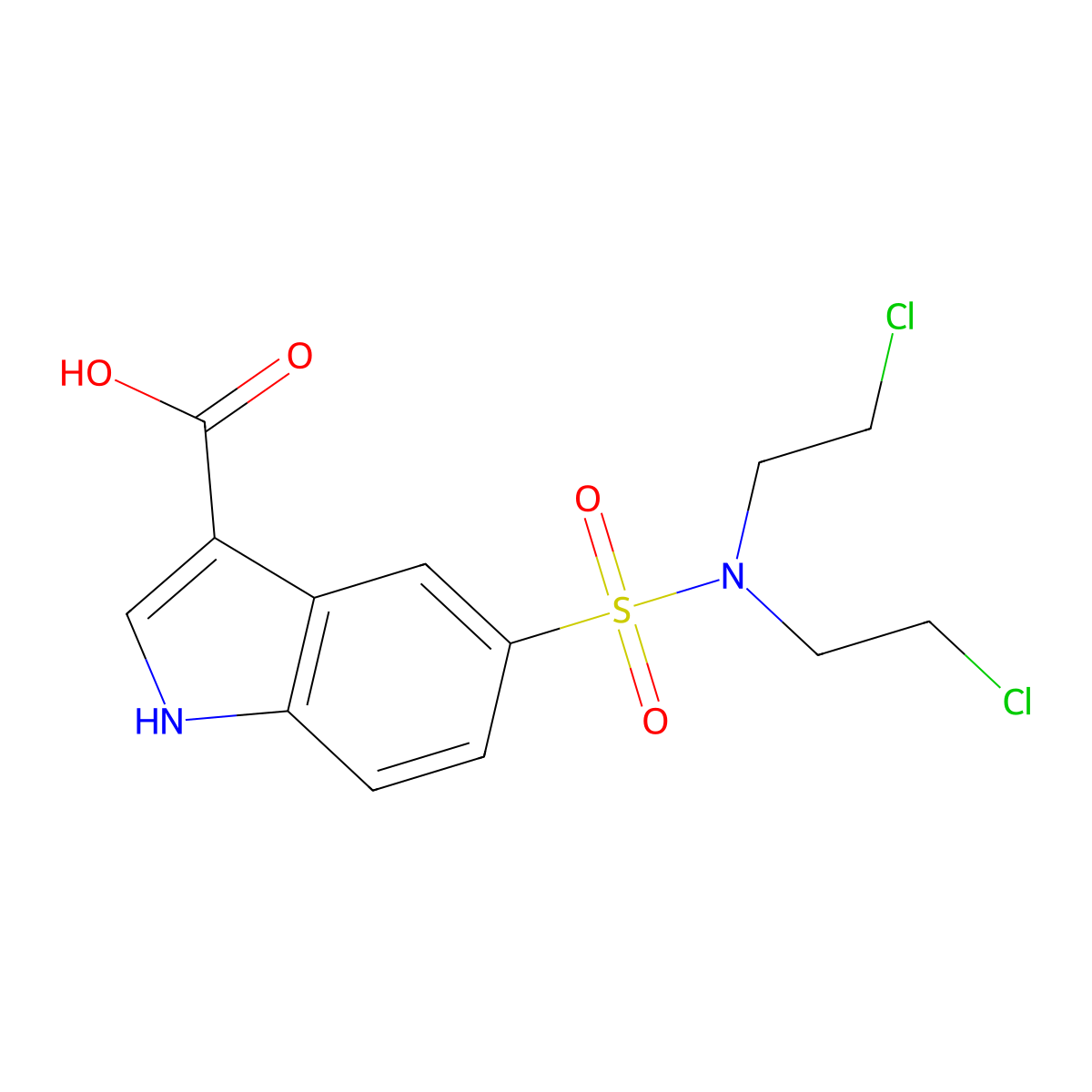 1H-Indole-3-carboxylic acid, 5-((bis(2-chloroethyl)amino)sulfonyl)- molecular structure, CAS 120729-95-5