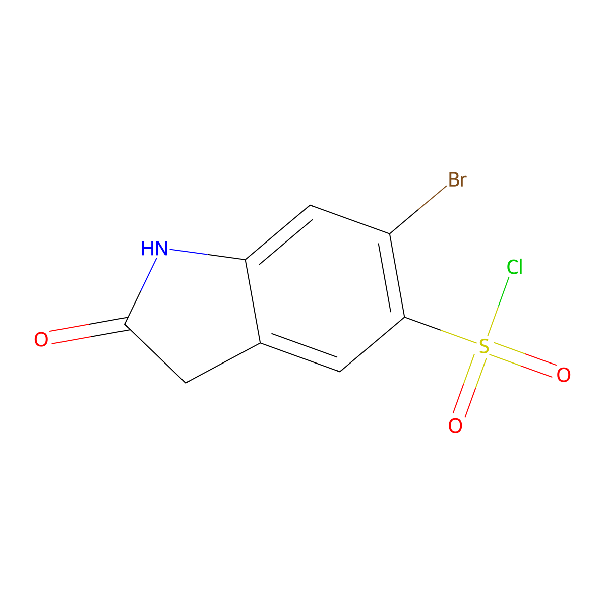 6-Bromo-2-oxoindoline-5-sulfonyl chloride molecular structure, CAS 1207293-53-5