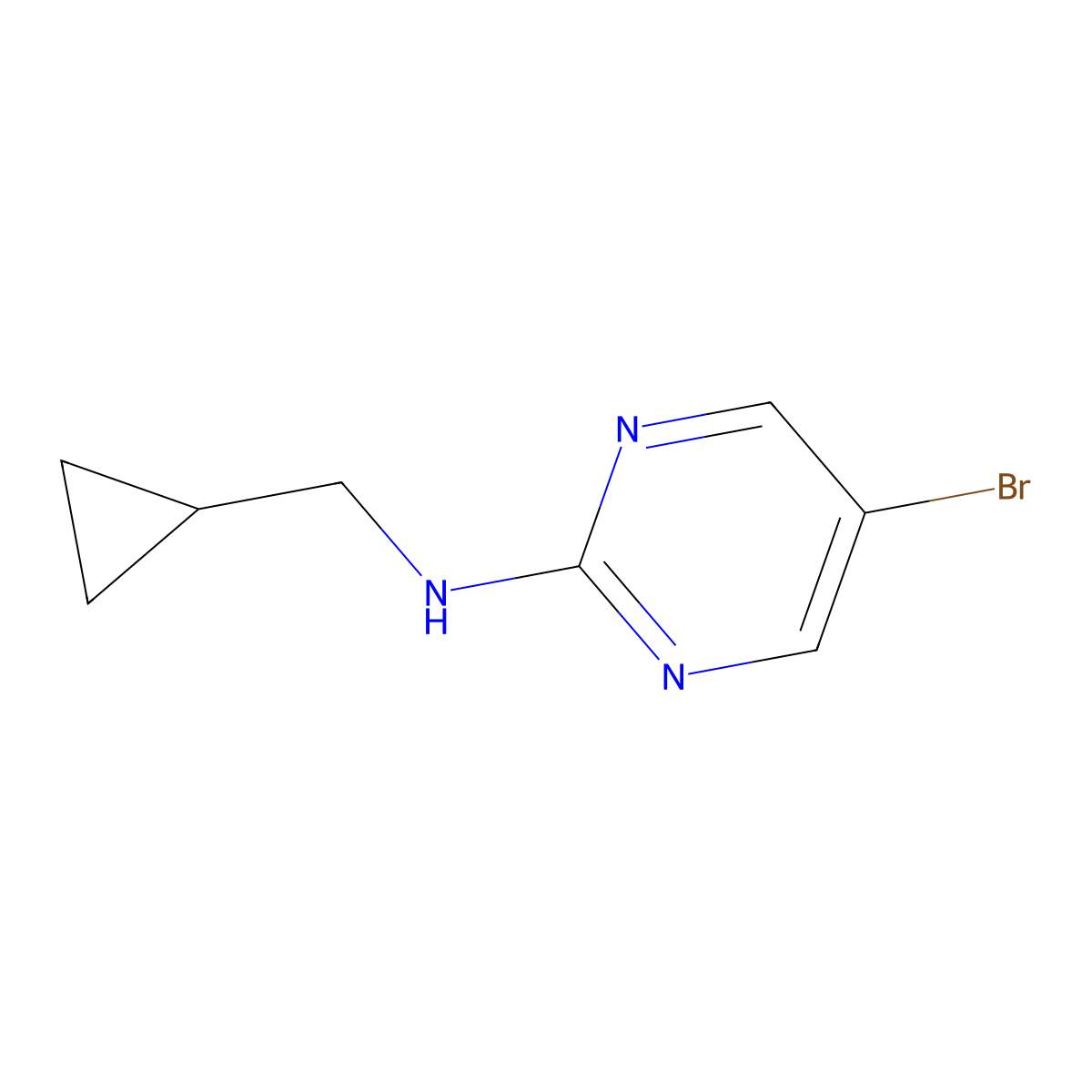 5-bromo-N-(cyclopropylmethyl)pyrimidin-2-amine molecular structure, CAS 1207293-56-8