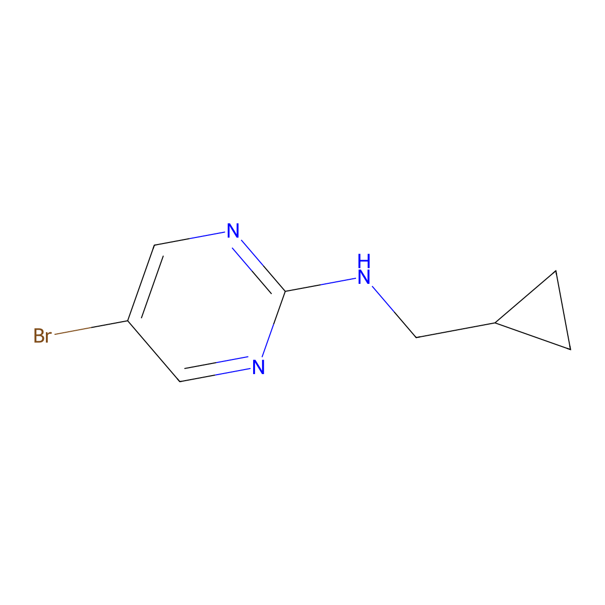 5-bromo-N-(cyclopropylmethyl)pyrimidin-2-amine molecular structure, CAS 1207293-56-8