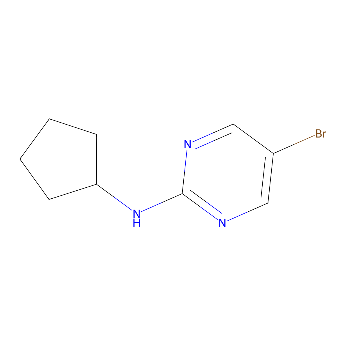 5-bromo-N-cyclopentylpyrimidin-2-amine molecular structure, CAS 1207293-60-4