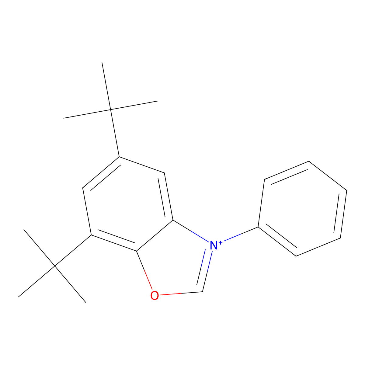 5,7-Ditert-butyl-3-phenyl-1,3-benzoxazol-3-ium molecular structure, CAS 1207294-91-4