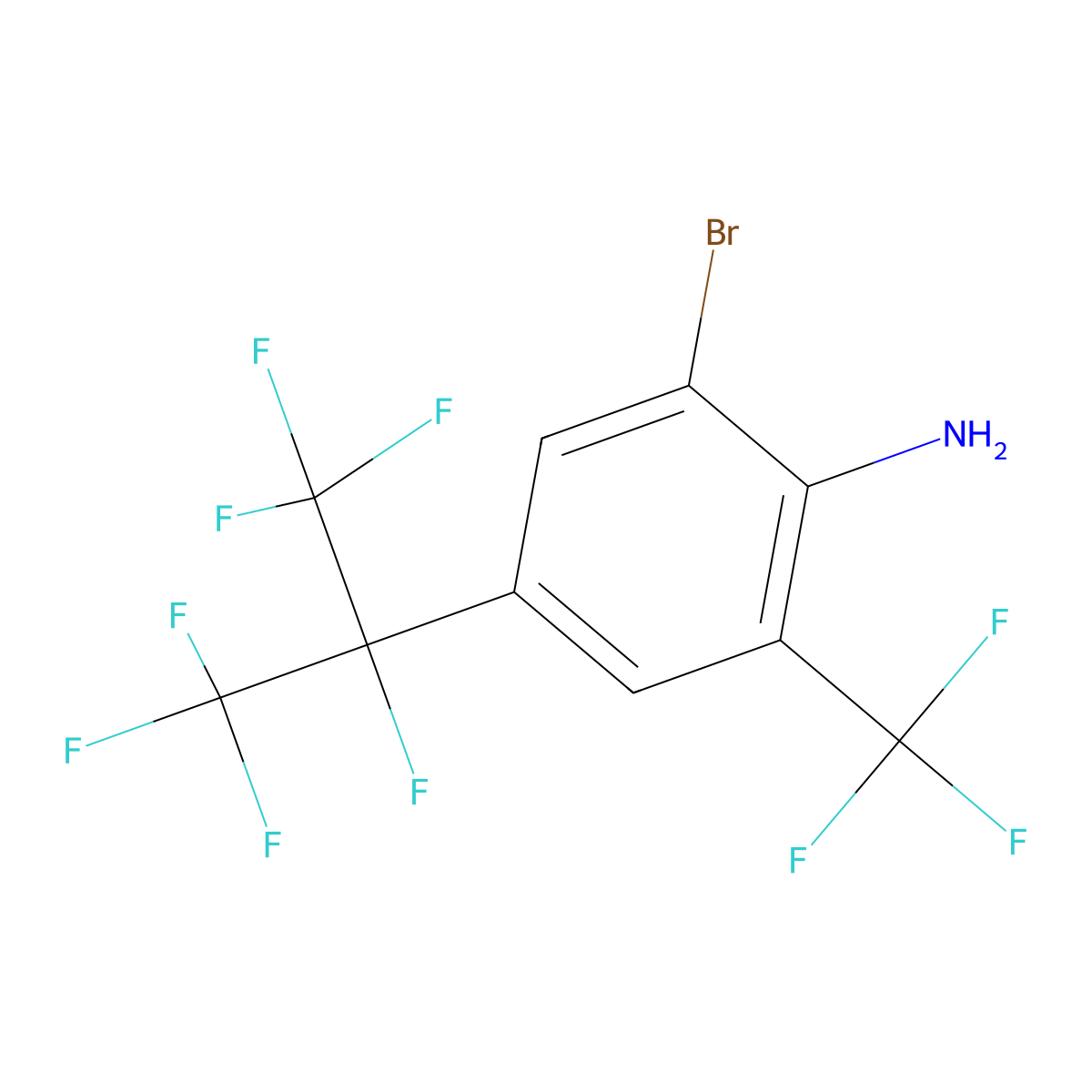2-Bromo-4-(1,2,2,2-tetrafluoro-1-(trifluoromethyl)ethyl)-6-(trifluoromethyl)benzenamine molecular structure, CAS 1207314-86-0