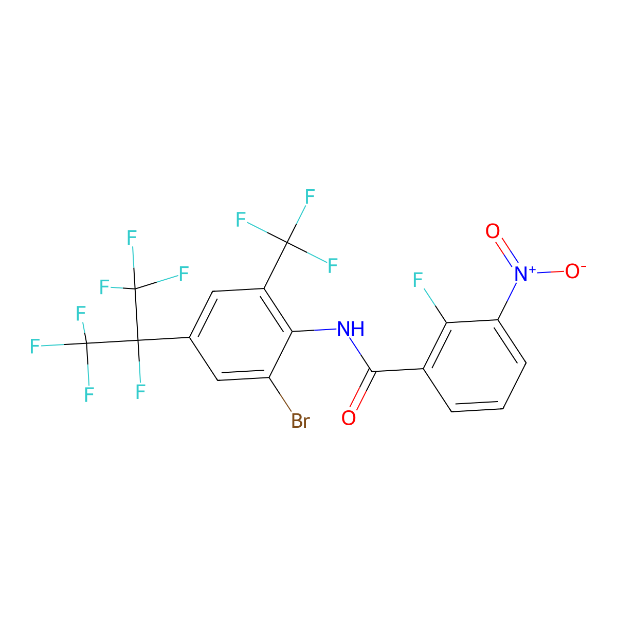 N-(2-bromo-4-(perfluoropropan-2-yl)-6-(trifluoromethyl)phenyl)-2-fluoro-3-nitrobenzamide molecular structure, CAS 1207314-88-2