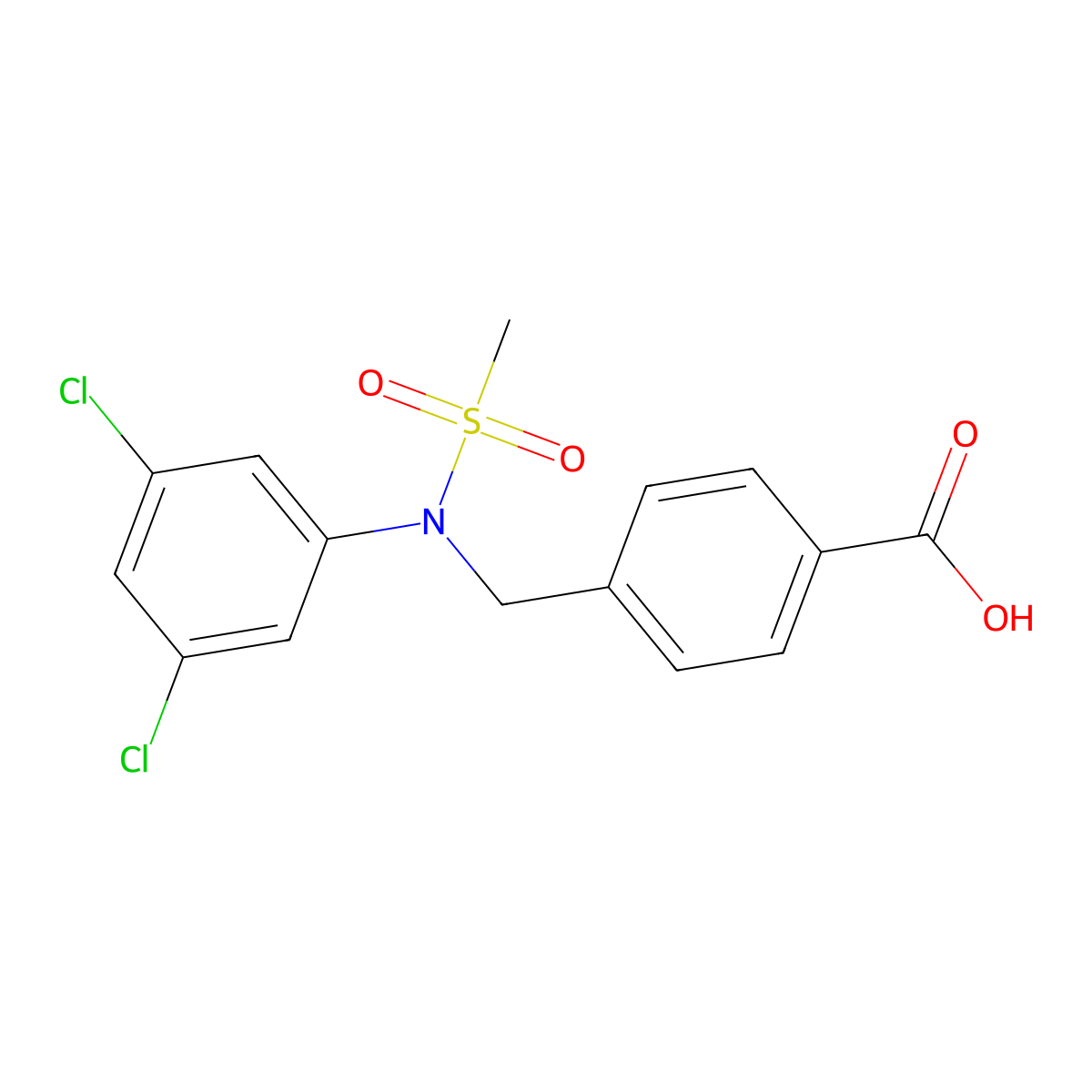 4-{[(3,5-Dichlorophenyl)(methylsulfonyl)amino]methyl}benzoic acid molecular structure, CAS 1207326-90-6