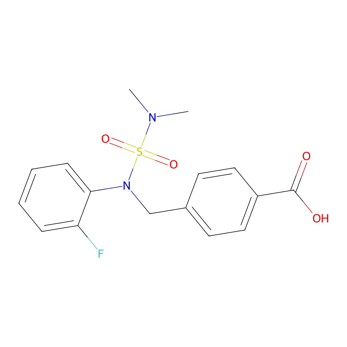 4-{[(Dimethylsulfamoyl)(2-fluorophenyl)amino]methyl}benzoic acid molecular structure, CAS 1207326-95-1