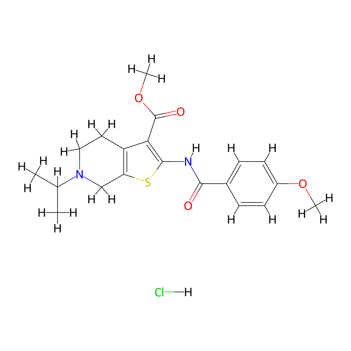 Methyl 6-isopropyl-2-(4-methoxybenzamido)-4,5,6,7-tetrahydrothieno[2,3-c]pyridine-3-carboxylate hydrochloride molecular structure, CAS 1207336-52-4