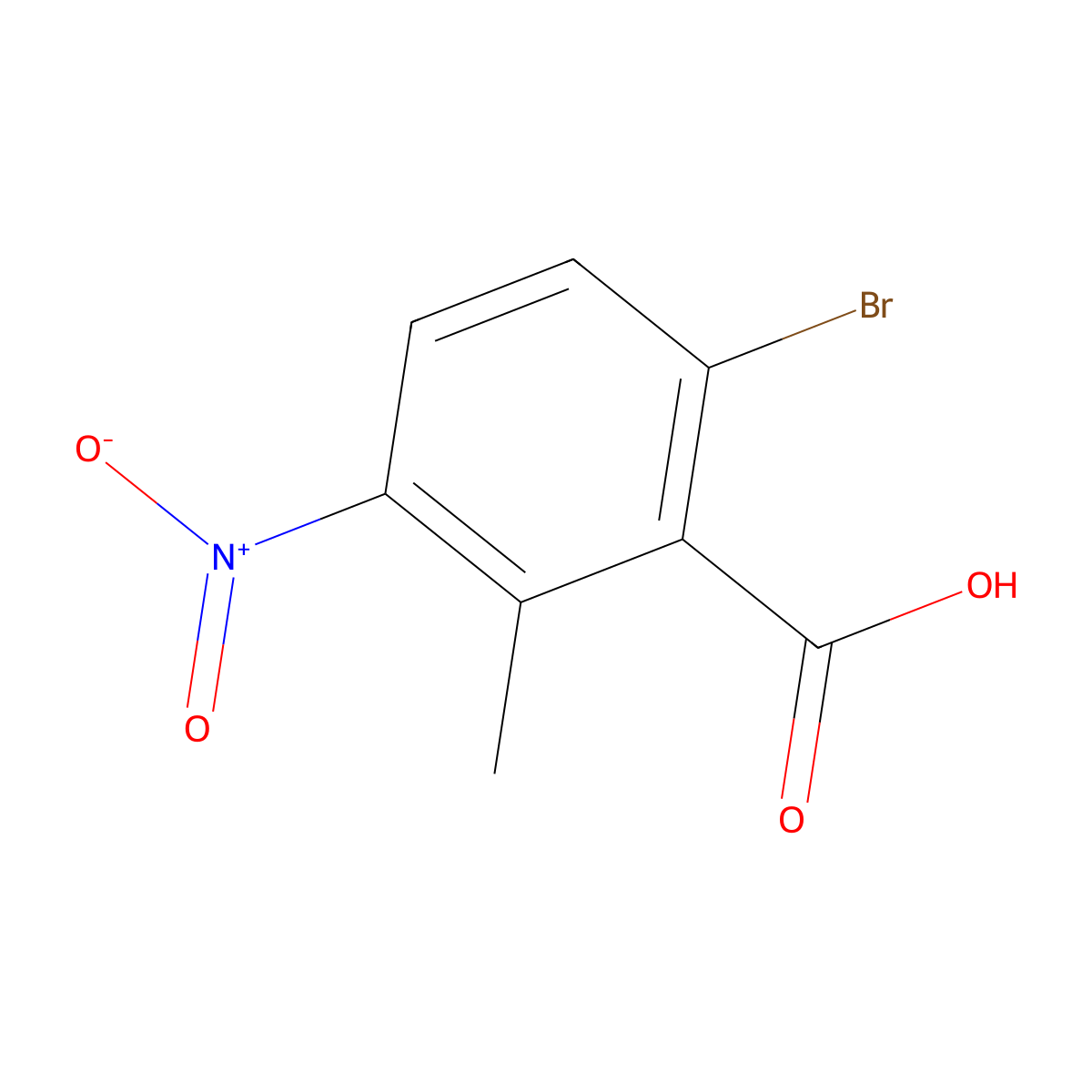 6-Bromo-2-methyl-3-nitrobenzoic acid molecular structure, CAS 1207341-14-7