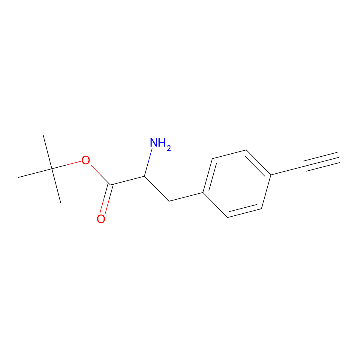 tert-butyl (2S)-2-amino-3-(4-ethynylphenyl)propanoate molecular structure, CAS 1207346-24-4