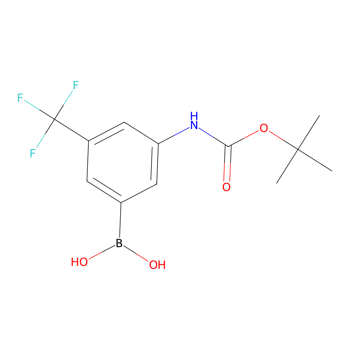 (3-((tert-Butoxycarbonyl)amino)-5-(trifluoromethyl)phenyl)boronic acid molecular structure, CAS 1207351-03-8