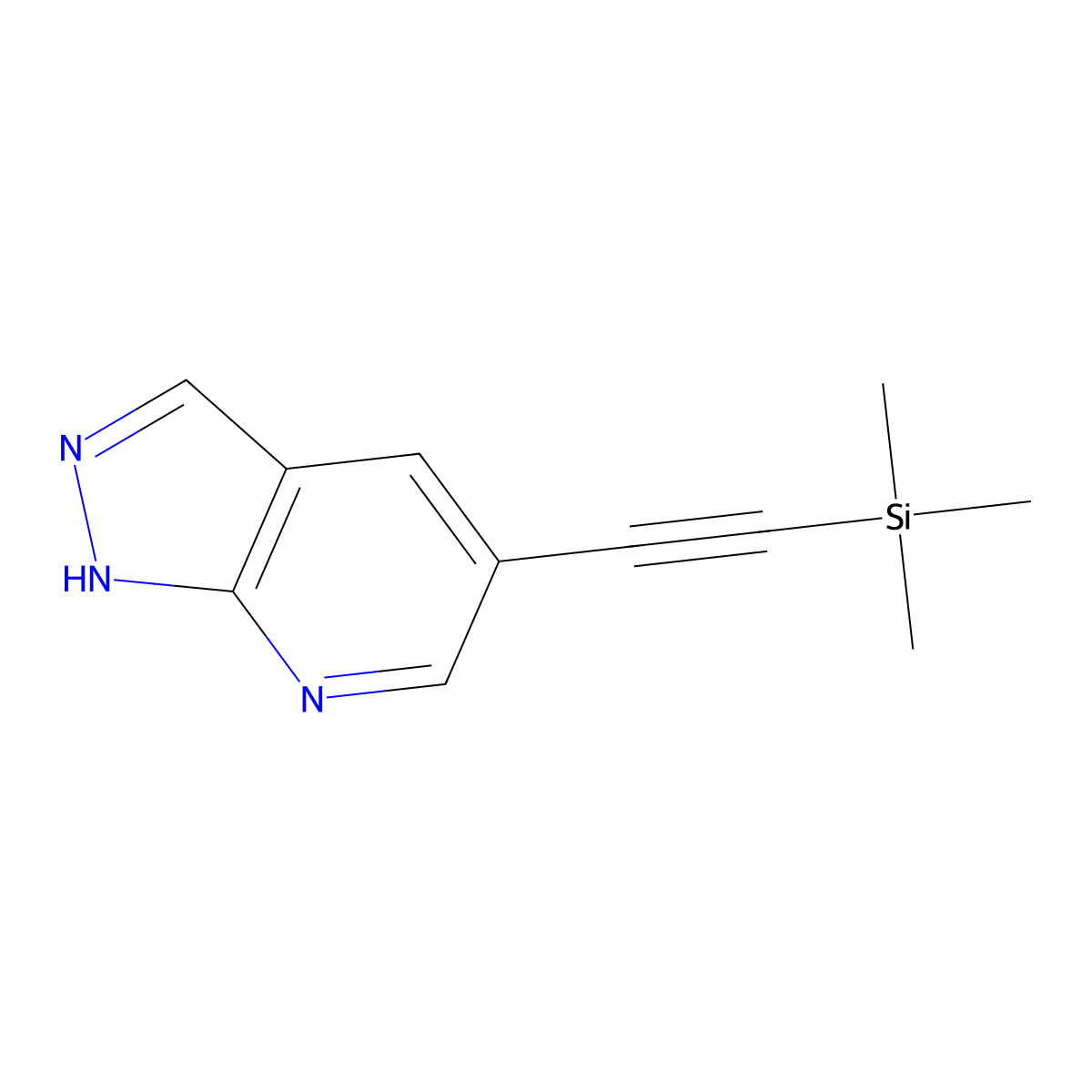 5-((Trimethylsilyl)ethynyl)-1H-pyrazolo[3,4-b]pyridine molecular structure, CAS 1207351-08-3