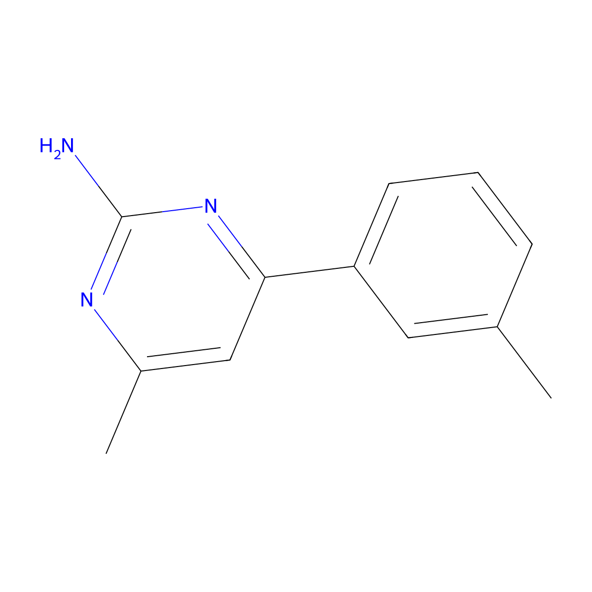 4-Methyl-6-(3-methyl-phenyl)-pyrimidin-2-ylamine molecular structure, CAS 1207351-17-4